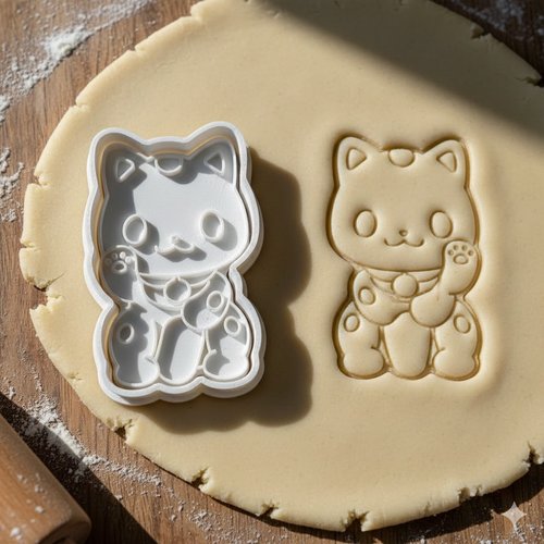Emporte-piece chat maneki-neko 8 cm - moule a biscuit artisanal