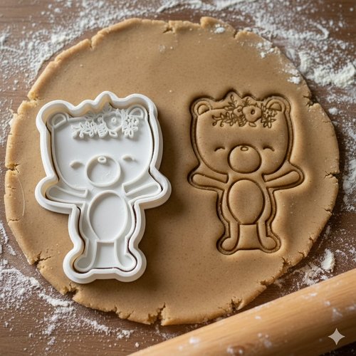 Emporte-pièce ours bohème avec couronne de fleurs - 8 cm