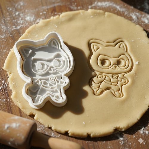 Emporte-pièce chat super-héros - moule biscuit artisanal 8 cm