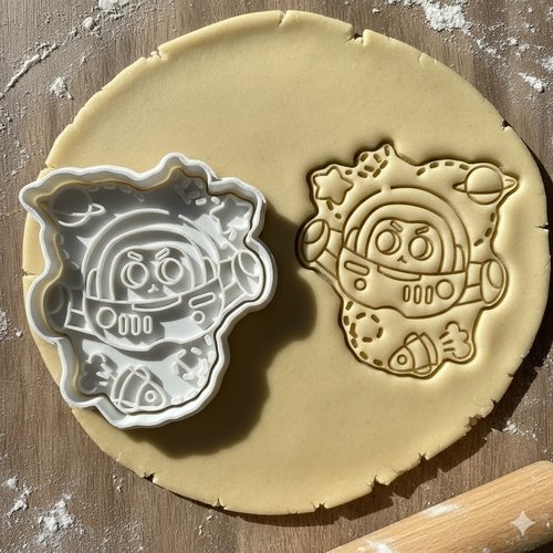 Emporte-piece cosmonaute chat - moule biscuit espace artisanal 8 cm