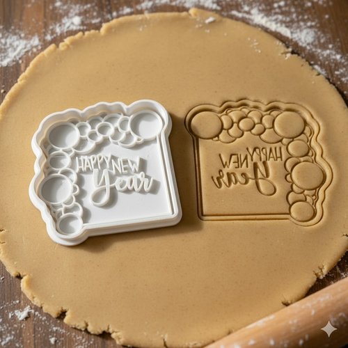 Emporte-pièce happy new year - moule biscuit nouvel an 8 cm