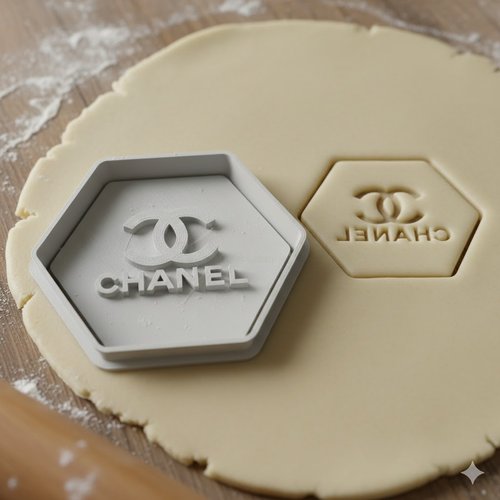 Emporte-piece hexagonal logo luxe chanel - moule biscuit 8 cm