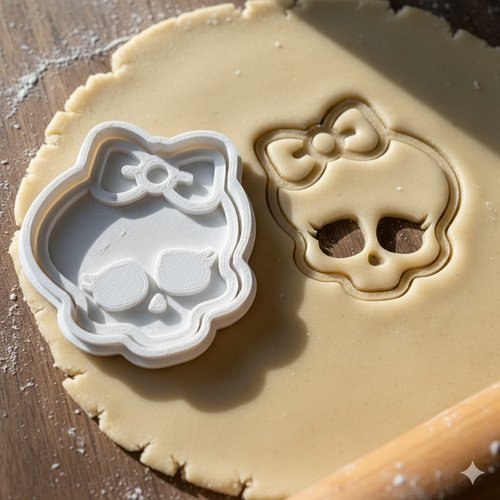 Emporte-piece tete de mort noeud - moule biscuit halloween 8 cm