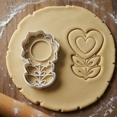 Emporte-piece fleur coeur 8 cm - moule biscuit pâte sablée
