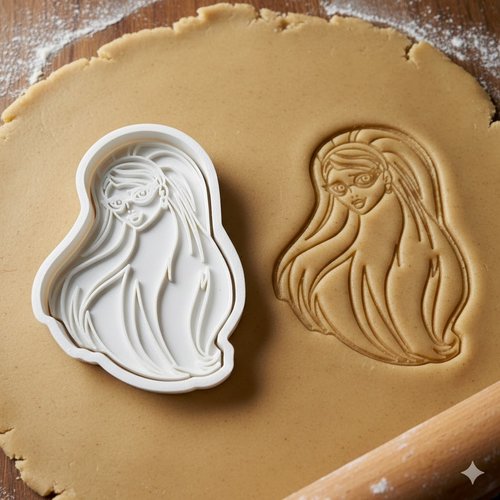 Emporte-piece portrait femme a lunettes - moule biscuit 8 cm