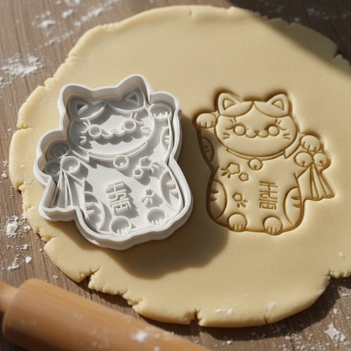 Emporte-piece maneki neko chat de la fortune 8 cm - fabrication artisanale