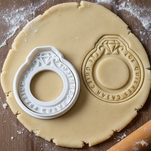 Emporte-piece bague de fiancailles personnalisable - moule biscuit 8cm