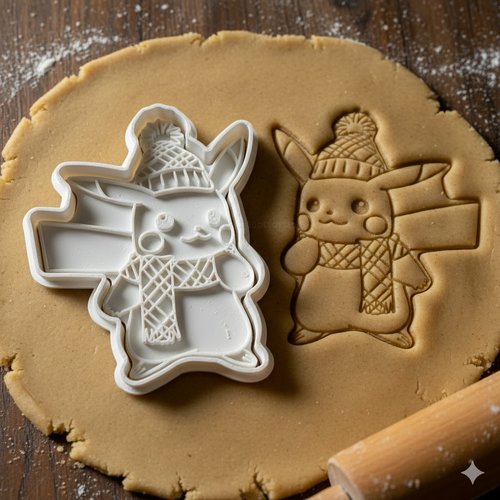 Emporte-piece pikachu noel avec bonnet et echarpe - 8 cm