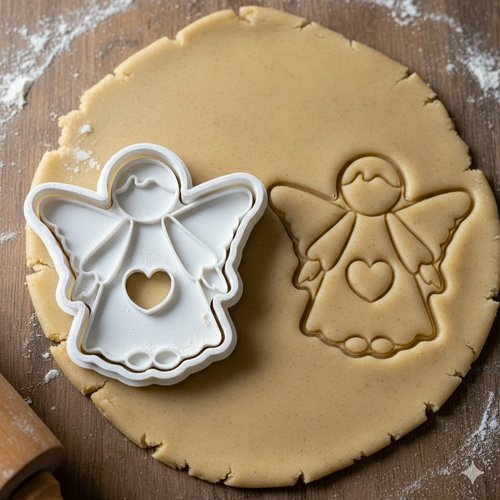 Emporte-piece ange avec coeur 8 cm - moule biscuit artisanal