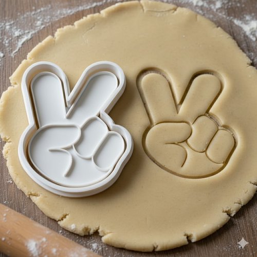 Emporte-piece signe de la paix peace and love 8 cm - noir