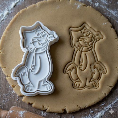 Emporte-piece chat avec echarpe - moule biscuit 8 cm pastiche art