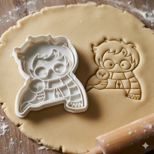 Emporte-pièce petit sorcier et chouette - moule à biscuits 8 cm