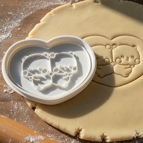 Emporte-piece coeur oursons amoureux 8 cm - moule biscuit artisanal