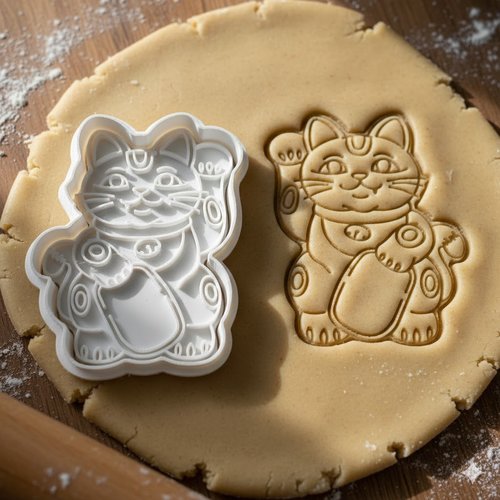 Emporte-pièce chat maneki-neko 8 cm - moule à biscuits artisanal