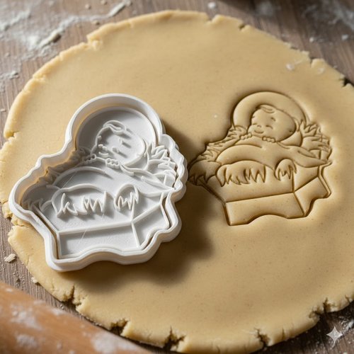 Emporte-piece creche de noel 8cm - moule a biscuit artisanal noir