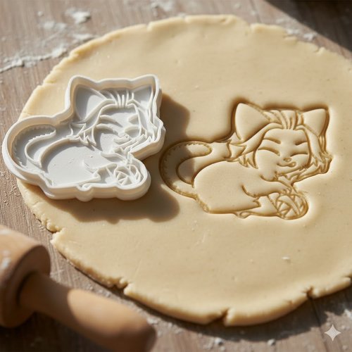 Emporte-pièce chat kawaii avec pelote - moule à biscuit artisanal 8cm