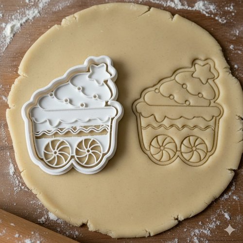 Emporte-pièce cupcake de noël artisanal - moule à biscuit 8 cm