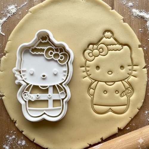 Emporte-piece hello kitty noel - moule a biscuit artisanal 8 cm