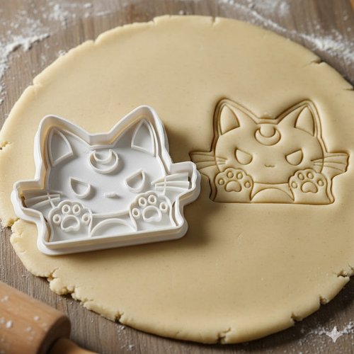 Emporte-piece chat lune manga 8cm - moule biscuit artisanal