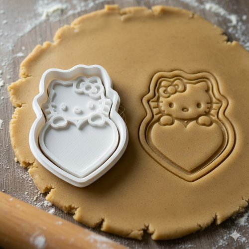 Emporte-piece hello kitty avec coeur 8cm - moule biscuits et patisserie