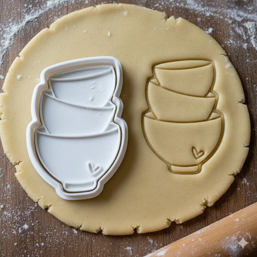 Emporte-piece bols empiles coeur - moule patisserie artisanale 8 cm