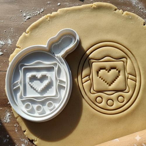Emporte-piece tamagotchi retro - moule biscuit pixel heart 8 cm