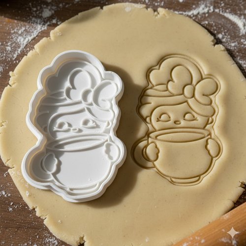 Emporte-piece kawaii avec tasse - moule biscuit artisanal 8 cm