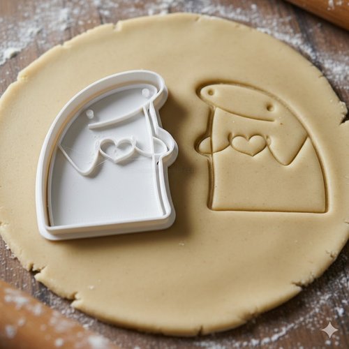 Emporte-piece flork avec coeur 8cm - moule a biscuit artisanal