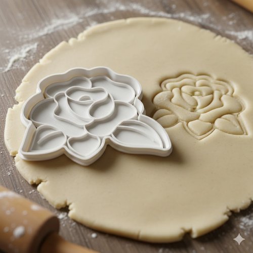 Emporte-piece rose pour biscuits et pate a sucre - artisanal 8 cm