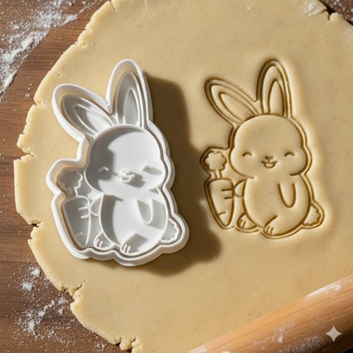 Emporte-piece lapin avec carotte 8 cm - moule biscuit paques