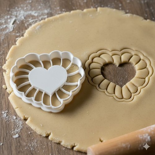 Emporte-piece coeur festonne artisanal 8 cm - decoration patisserie