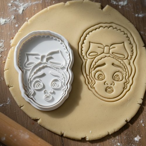 Emporte-piece portrait petite fille nœud - moule biscuit 8 cm