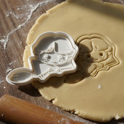 Emporte-pièce sorcier sur balai - moule à biscuit artisanal 8 cm