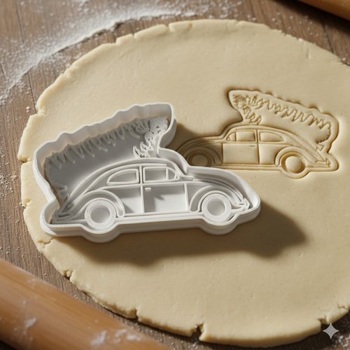 Emporte-piece voiture avec sapin noel 8cm - moule biscuit artisanal