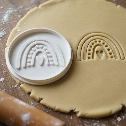 Emporte-piece arc-en-ciel boho avec coeur - moule a biscuits 8 cm