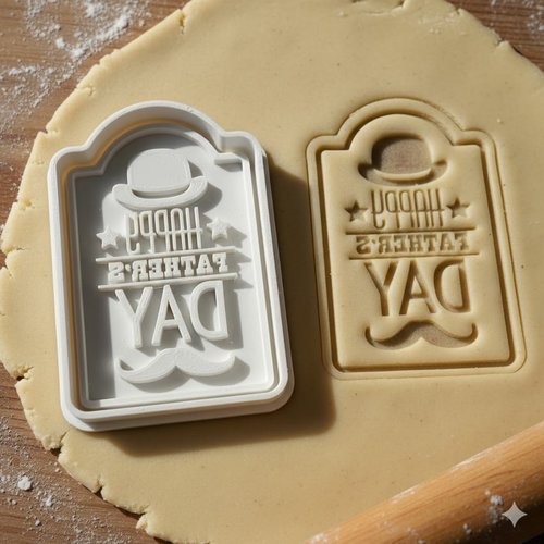 Emporte-piece fete des peres avec message et moustache - 8 cm