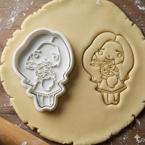 Emporte-piece fille et chat - moule biscuit artisanal 8 cm