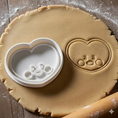 Emporte-piece coeur kawaii 8 cm - moule a biscuit artisanal