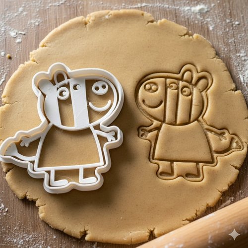 Emporte-piece peppa pig 8 cm - moule a biscuit artisanal noir