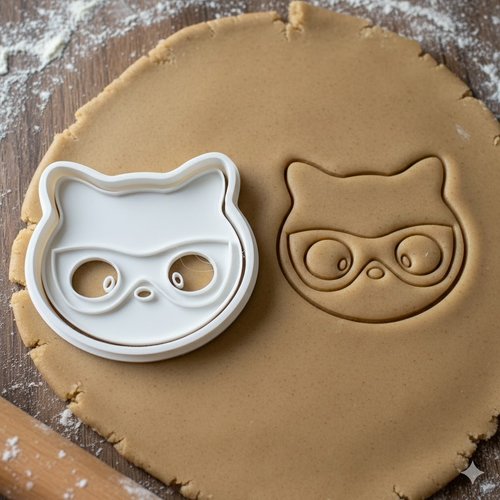 Emporte-pièce chat à lunettes 8 cm - moule à biscuits artisanal