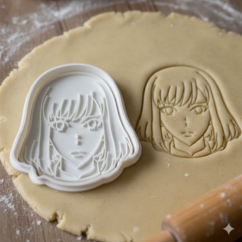 Emporte-piece manga visage femme - moule patisserie artisanal 8 cm