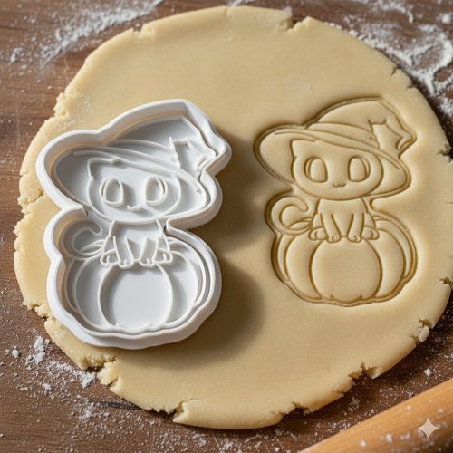 Emporte-pièce chat citrouille halloween 8cm - moule à biscuit artisanal