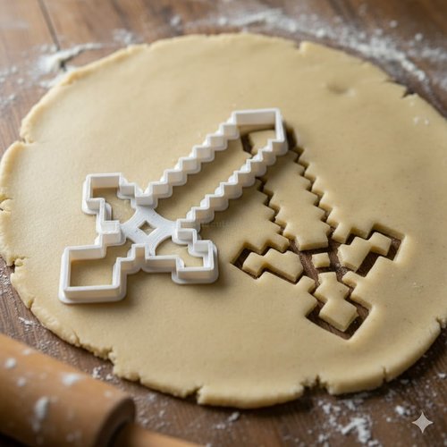 Emporte-piece epee pixellisee - moule biscuit jeu video 8 cm