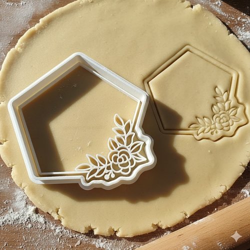 Emporte-piece floral hexagonal 8 cm - moule biscuit artisanal