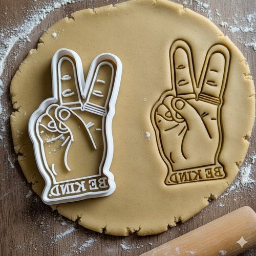 Emporte-piece be kind main signe de paix - moule biscuit 8 cm