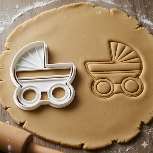 Emporte-piece landeau bebe 8cm - moule biscuits baby shower