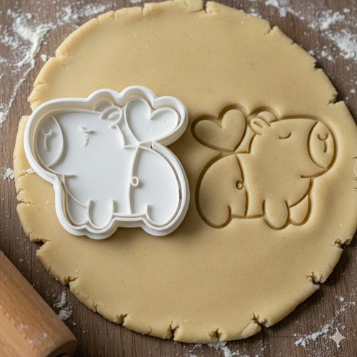 Emporte-piece capybara avec coeur - moule biscuit artisanal 8 cm