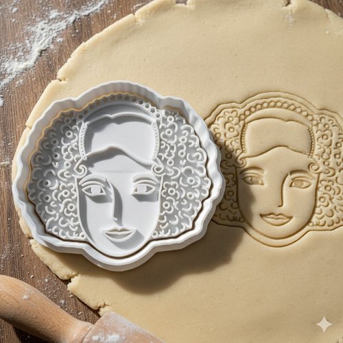 Emporte-piece portrait femme art deco - moule biscuit artisanal 8 cm