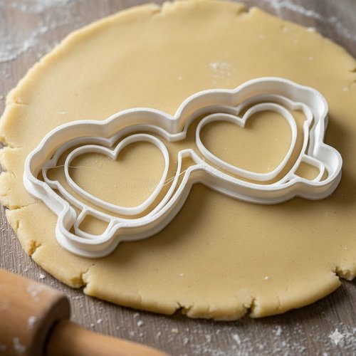 Emporte-piece lunettes coeur 8 cm - moule biscuit saint-valentin