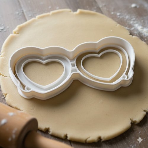Emporte-piece lunettes coeur 8 cm pour biscuits et patisserie